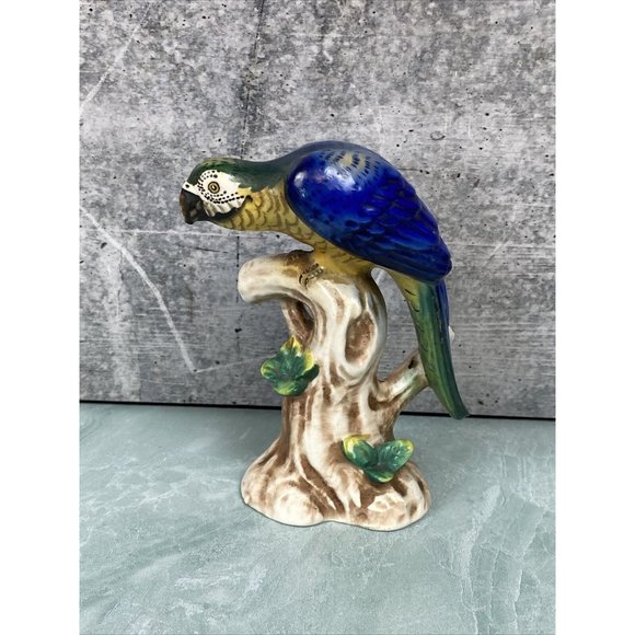 Blue Parrot Made In Japan On A Limb Green Vintage